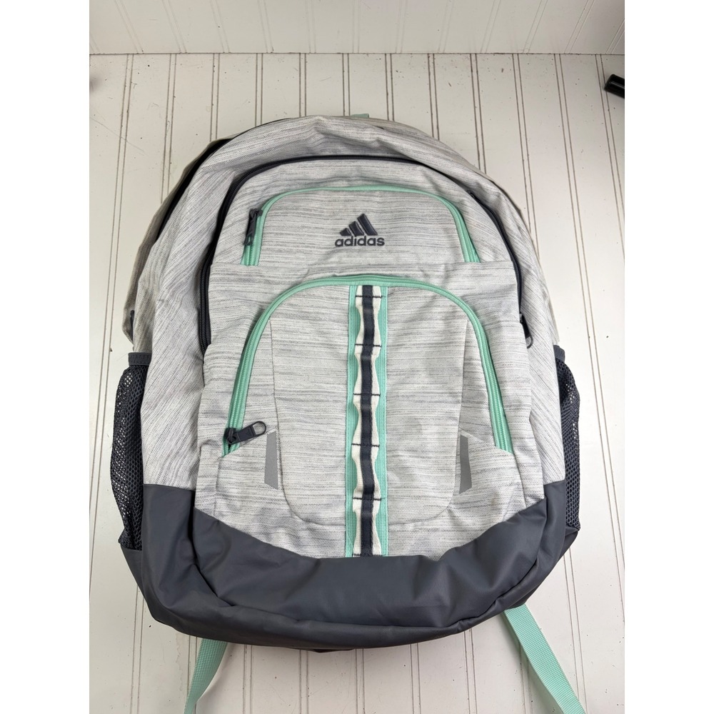 Adidas Gray Prime Multi-Pocket School Travel Multi Compartment Backpack Unisex - Picture 9 of 12